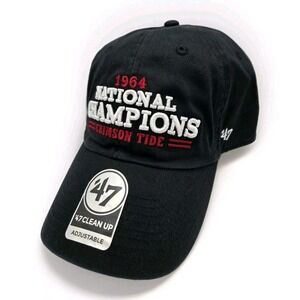 47 Alabama Crimson Tide Black 1964 National Champions Clean Up Strapback Hat